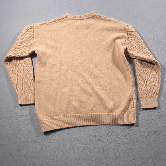Elfric Eden Sweater‎ Mens Medium Beige Cable Knit Pullover Crewneck Chunky Warm - Picture 8 of 8